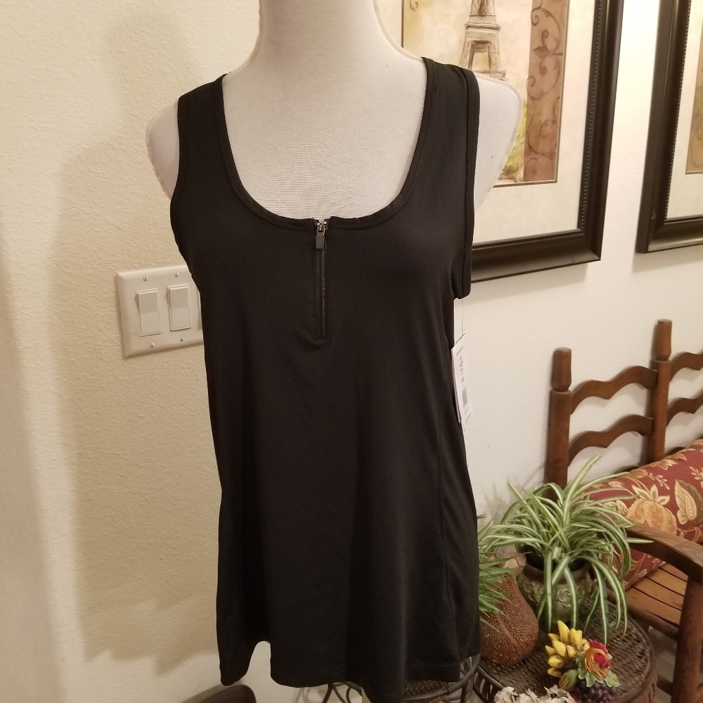 Racerback zipper front athletic tank, L